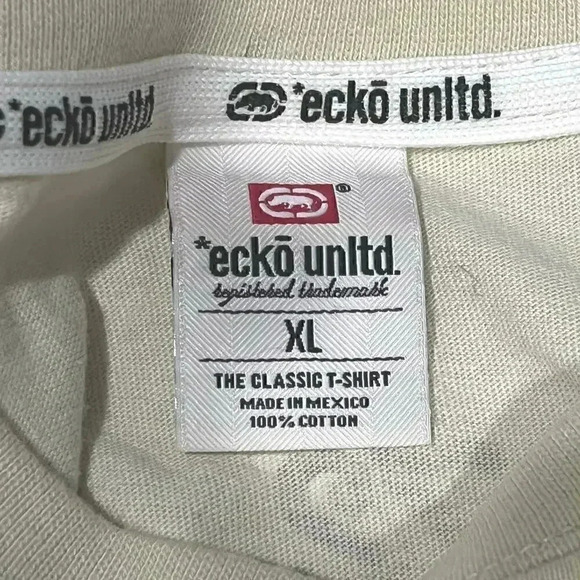 Vintage ECKO Unltd Y2K Men’s Cream with Blue Brown Print XL - Picture 5 of 6